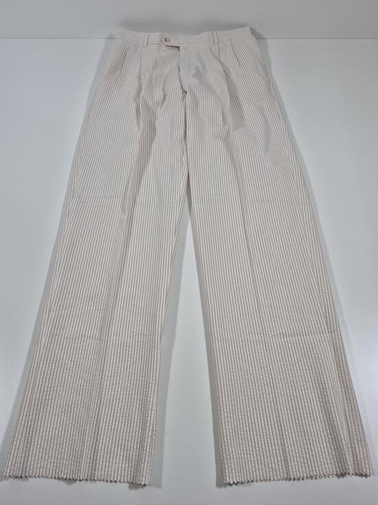 Pants Other - VTG Pants Mens 34x36 Beige Stripe Pleated Lined Cotton Blend Summer NWT